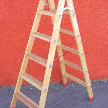 Escaleras de tijera, plataformas, TIR 6 Escalera de tijera doble de madera